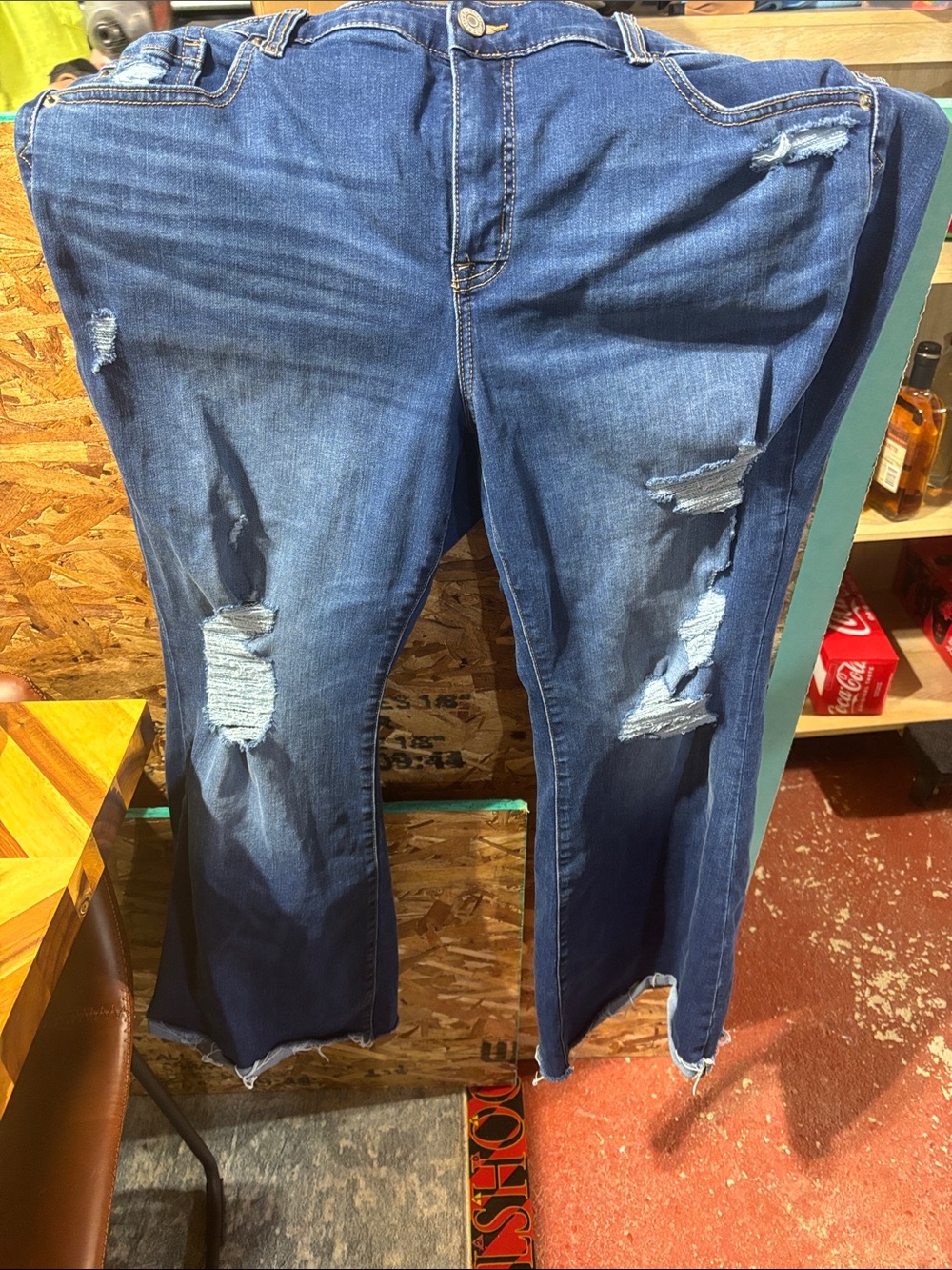 torrid Distressed Medium Blue Flare Jeans